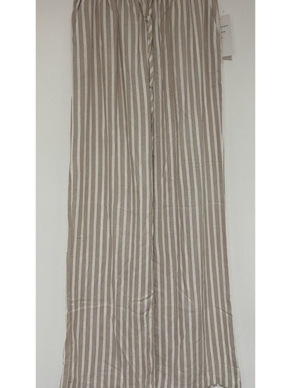 Blenca Linen Blend Wide Leg Tan Striped Pull On Pants Sz Medium NWT
